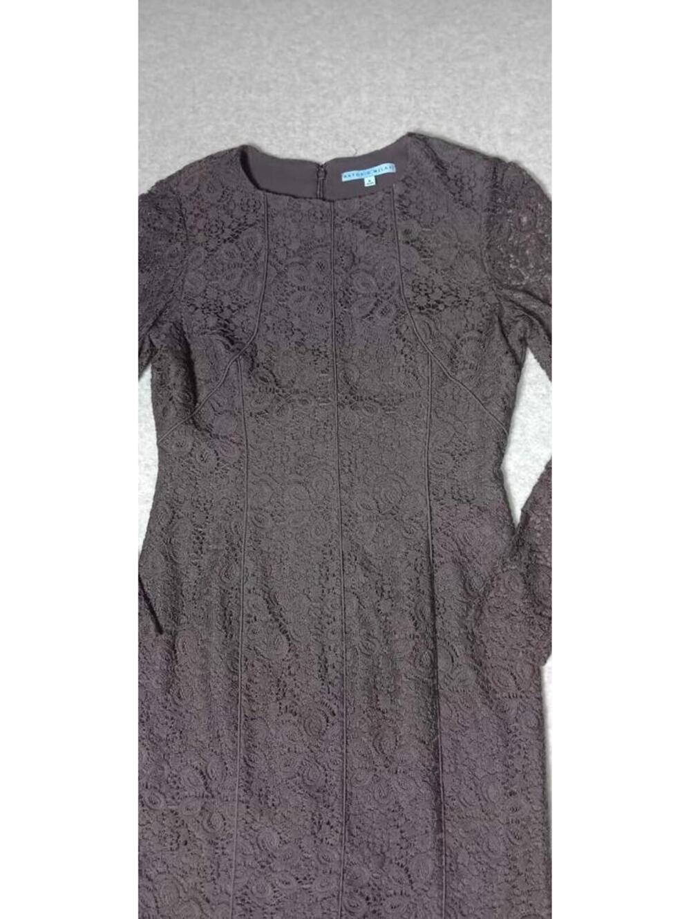 Antonio Melani Lace Overlay Body Con Dress Womens Size 6 Dark Gray Long... - Picture 7 of 11
